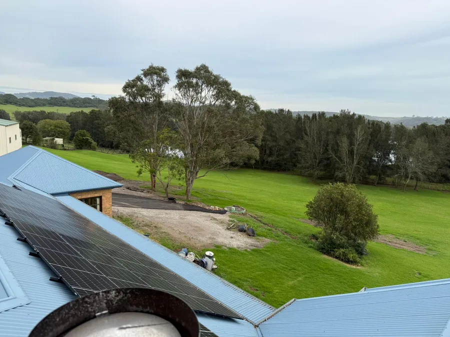 Roof-level view across the Illawarra countryside from a Gutter Goat job at Dunmore